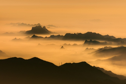 Fog-wreathed mountains