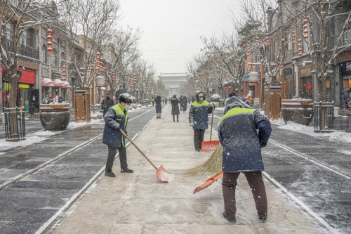 Snow sweeping