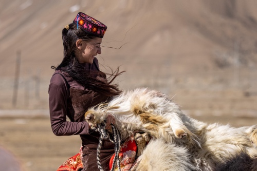 Tajik Girl at the Lamb grabbing competition