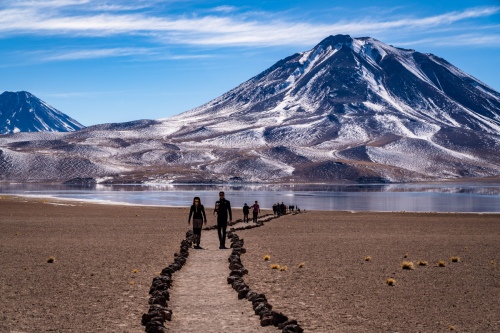 walking between mountain