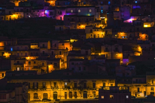 Night scene of small town