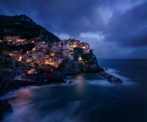 Colorful village at dawn