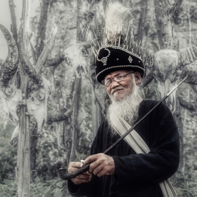 Tile village old man