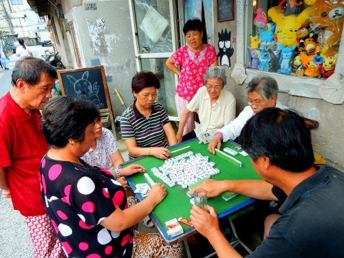 Playing mahjong