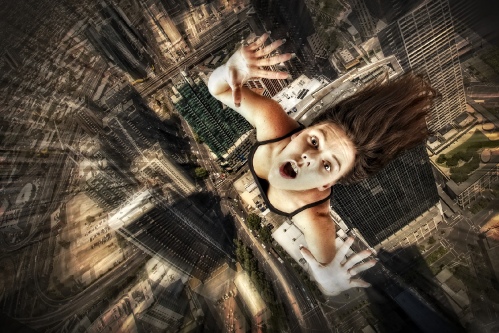 Falling.